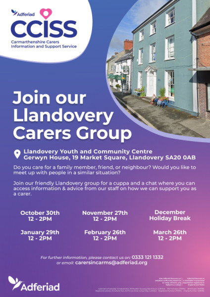 Carer's Group - Llandovery - Every Last Thursday in the Month