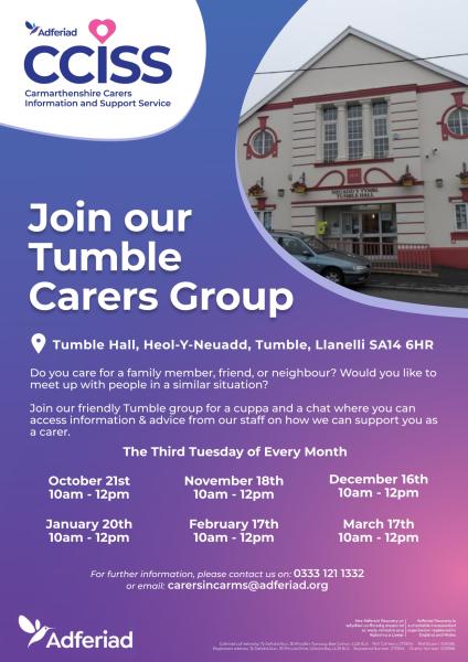 Carer's Group - Every 3rd Tuesday in the Month - Tumble Hall