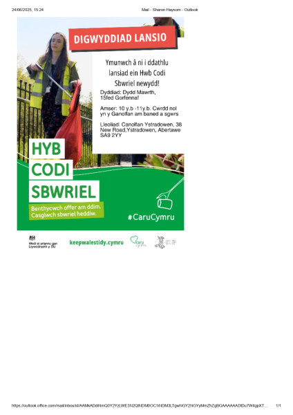 Ymunwch a ni i ddathlu
Lansiad ein Hwb Codi
Sbwriel newydd!